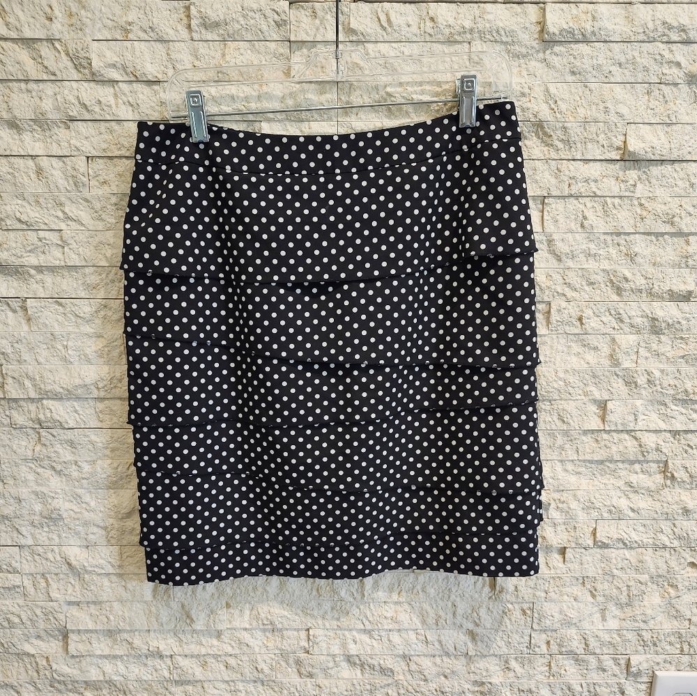 White House Black Market Polka Dot Layered Tiered Pencil Skirt 10